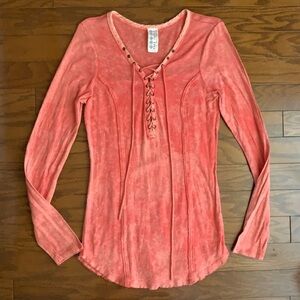 Free People Sunset Lace-Up Long Sleeve Top
